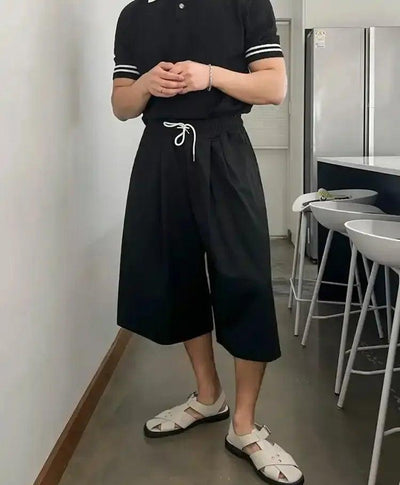 OH Drawcord Wide Mid-Length Shorts-korean-fashion-Shorts-OH Atelier-OH Garments