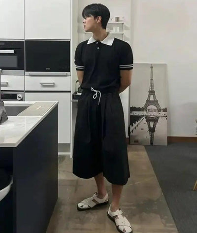 OH Drawcord Wide Mid-Length Shorts-korean-fashion-Shorts-OH Atelier-OH Garments