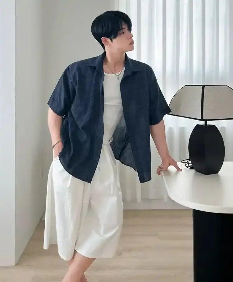 OH Drawcord Wide Mid-Length Shorts-korean-fashion-Shorts-OH Atelier-OH Garments