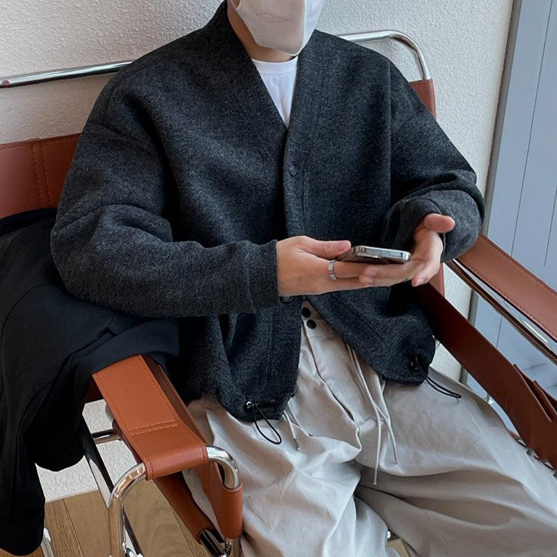 OH Drawstring Hem Knit Cardigan-korean-fashion-Cardigan-OH Atelier-OH Garments