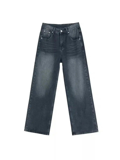 OH Faded Effect Wide Clean Fit Jeans-korean-fashion-Jeans-OH Atelier-OH Garments