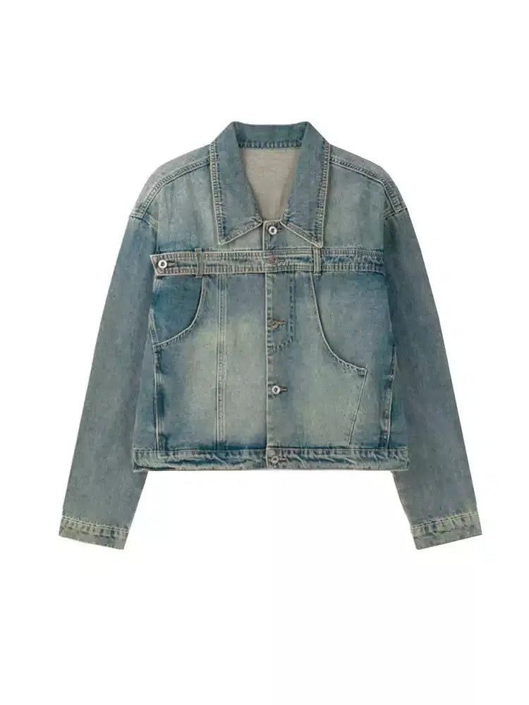 OH Faded Strap Buttons Denim Jacket-korean-fashion-Jacket-OH Atelier-OH Garments