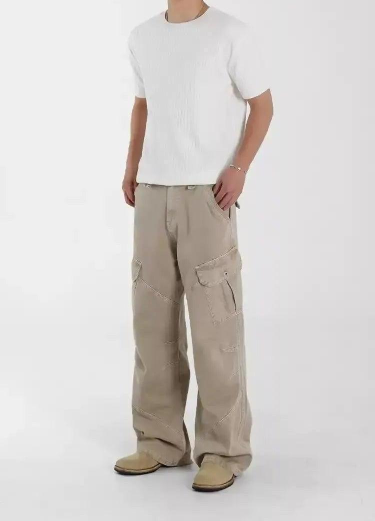OH Faded Washed Straight Cargo Pants-korean-fashion-Pants-OH Atelier-OH Garments