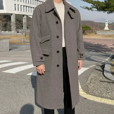 OH Flap Pocket Buttons Long Coat-korean-fashion-Long Coat-OH Atelier-OH Garments