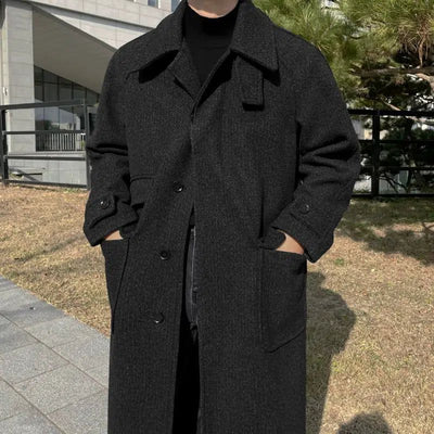 OH Flap Pocket Buttons Long Coat-korean-fashion-Long Coat-OH Atelier-OH Garments