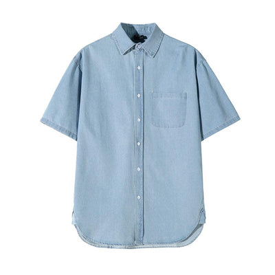 OH Front Pocket Buttoned Denim Shirt-korean-fashion-Shirt-OH Atelier-OH Garments