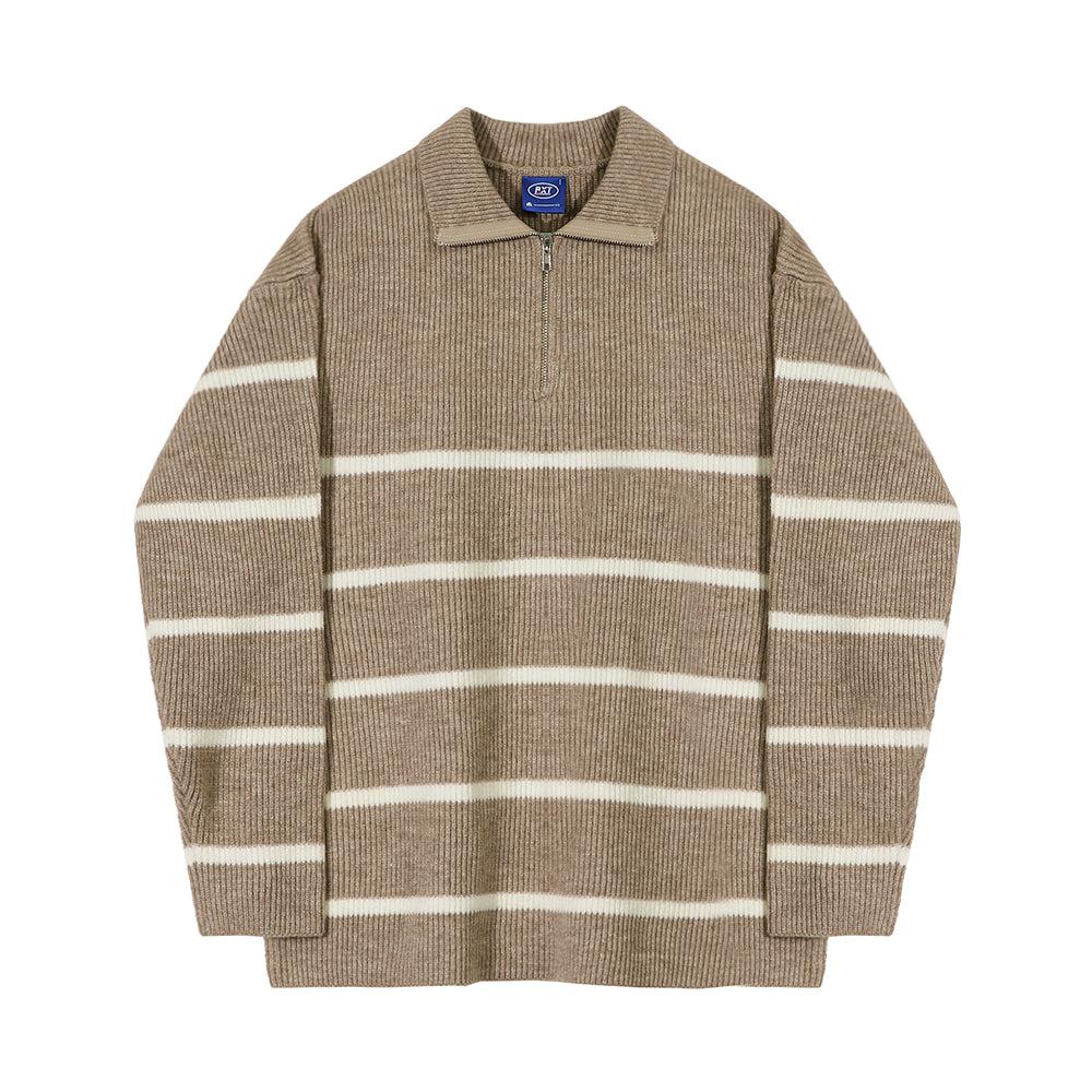 OH Horizontal Stripes Ribbed Half-Zip-korean-fashion-Half-Zip-OH Atelier-OH Garments