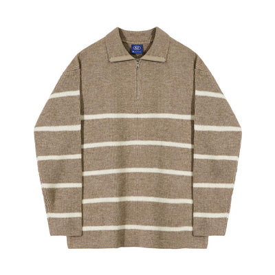 OH Horizontal Stripes Ribbed Half-Zip-korean-fashion-Half-Zip-OH Atelier-OH Garments