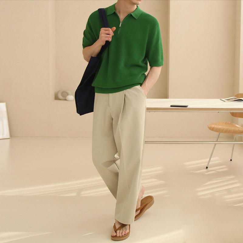 OH Minimal Half-Zip Knit Polo-korean-fashion-Polo-OH Atelier-OH Garments