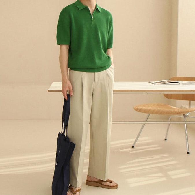 OH Minimal Half-Zip Knit Polo-korean-fashion-Polo-OH Atelier-OH Garments