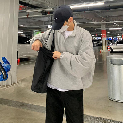 OH Minimal Ruched Cuff Half-Zip-korean-fashion-Half-Zip-OH Atelier-OH Garments