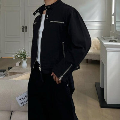 OH Multiple Detail Zipped Jacket-korean-fashion-Jacket-OH Atelier-OH Garments