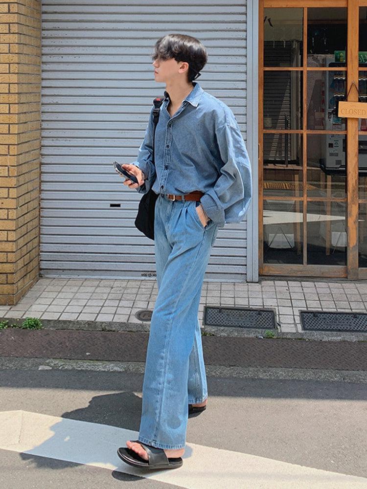 OH Oversized Fit Washed Denim Shirt-korean-fashion-Shirt-OH Atelier-OH Garments