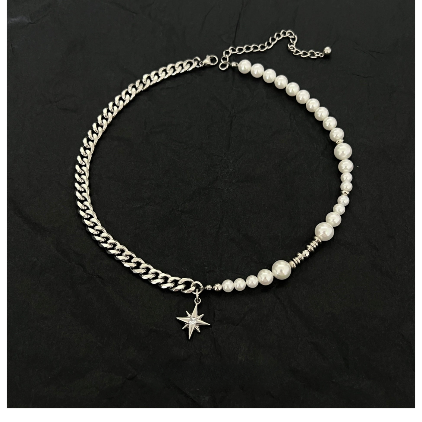 OH Pearl & Chain Star Pendant Necklace-korean-fashion-Necklace-OH Atelier-OH Garments