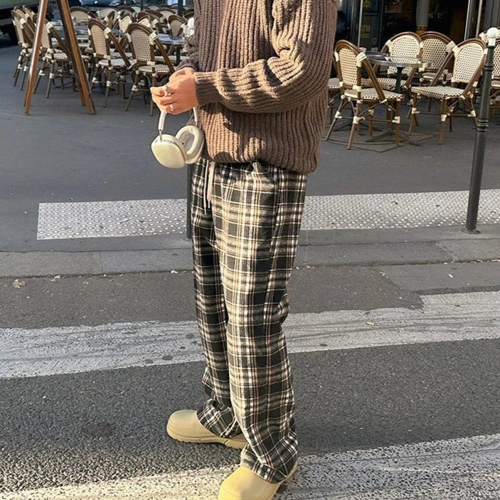 OH Plaid Comfty Bootcut Pants-korean-fashion-Pants-OH Atelier-OH Garments