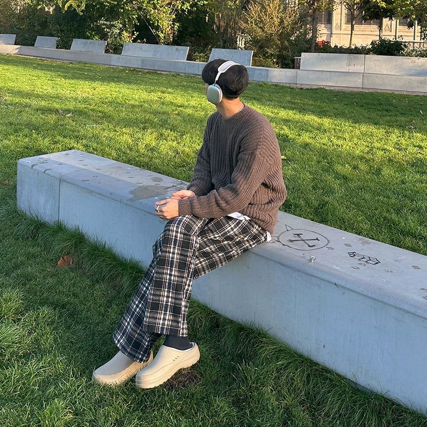 OH Plaid Comfty Bootcut Pants-korean-fashion-Pants-OH Atelier-OH Garments