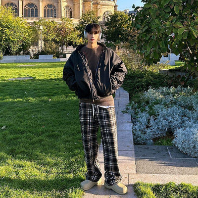 OH Plaid Comfty Bootcut Pants-korean-fashion-Pants-OH Atelier-OH Garments