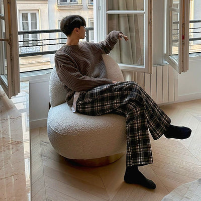 OH Plaid Comfty Bootcut Pants-korean-fashion-Pants-OH Atelier-OH Garments