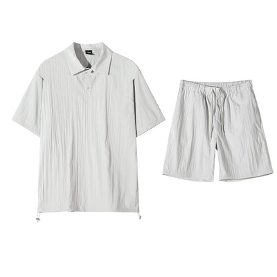 OH Relaxed Fit Clean Polo & Drawstring Shorts Set-korean-fashion-Clothing Set-OH Atelier-OH Garments