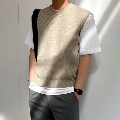 OH Ribbed Texture Knit Vest-korean-fashion-Vest-OH Atelier-OH Garments