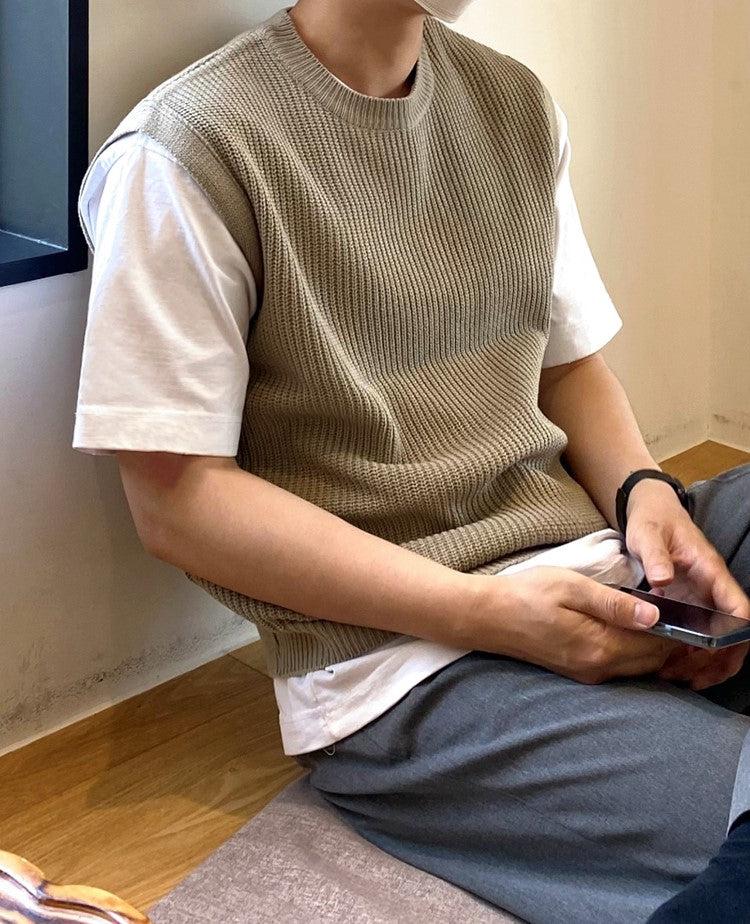 OH Ribbed Texture Knit Vest-korean-fashion-Vest-OH Atelier-OH Garments