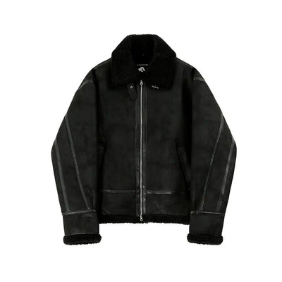 OH Sherpa PU Leather Short Jacket-korean-fashion-Jacket-OH Atelier-OH Garments