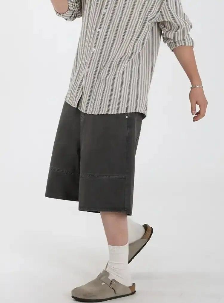 OH Slant Pocket Mid-Length Denim Shorts-korean-fashion-Shorts-OH Atelier-OH Garments