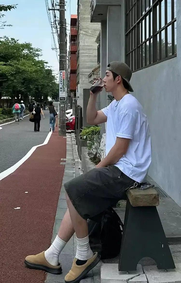 OH Slant Pocket Mid-Length Denim Shorts-korean-fashion-Shorts-OH Atelier-OH Garments