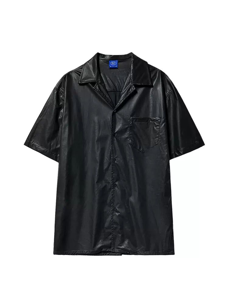 OH Sleek PU Leather Shirt-korean-fashion-Shirt-OH Atelier-OH Garments