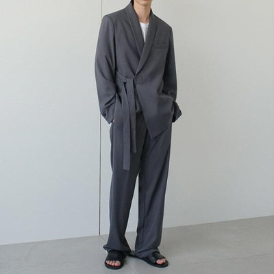 OH Sleek Side Cloth Belt Blazer & Pants Set-korean-fashion-Clothing Set-OH Atelier-OH Garments