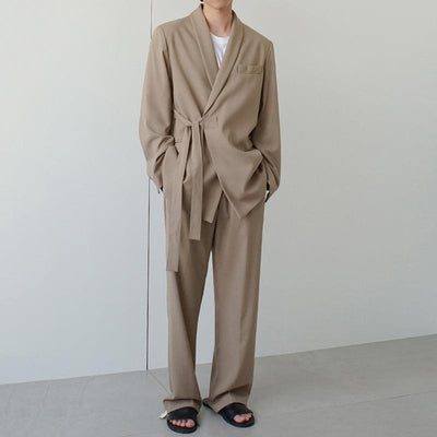 OH Sleek Side Cloth Belt Blazer & Pants Set-korean-fashion-Clothing Set-OH Atelier-OH Garments