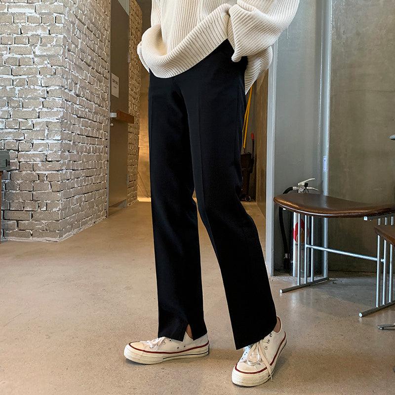 OH Small Slit Pleated Trousers-korean-fashion-Pants-OH Atelier-OH Garments