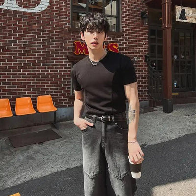 OH Structured Slim Fit T-Shirt-korean-fashion-T-Shirt-OH Atelier-OH Garments
