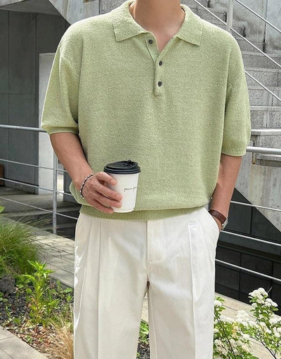 OH Textured Detail Knit Polo-korean-fashion-Polo-OH Atelier-OH Garments