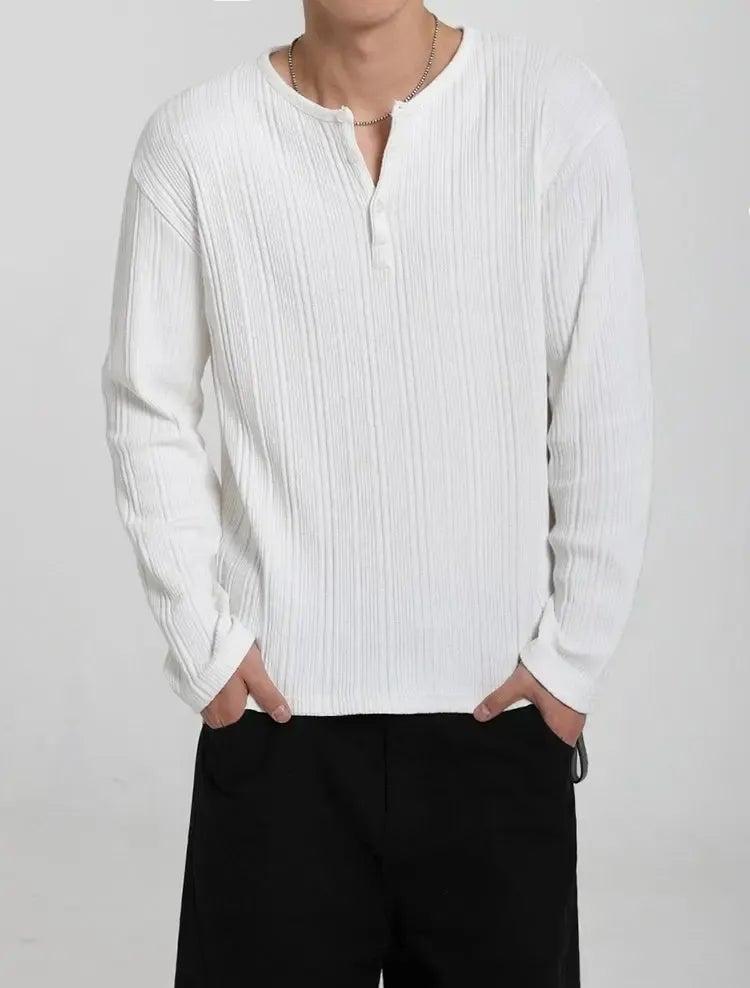 OH Textured Henley L/S T-Shirt-korean-fashion-T-Shirt-OH Atelier-OH Garments