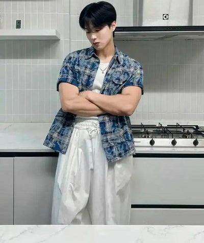 OH Tie-Dyed Plaid Shirt-korean-fashion-Shirt-OH Atelier-OH Garments
