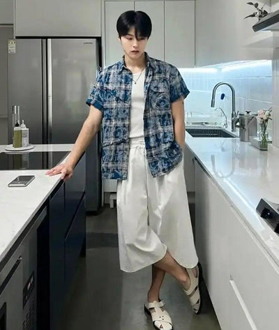 OH Tie-Dyed Plaid Shirt-korean-fashion-Shirt-OH Atelier-OH Garments