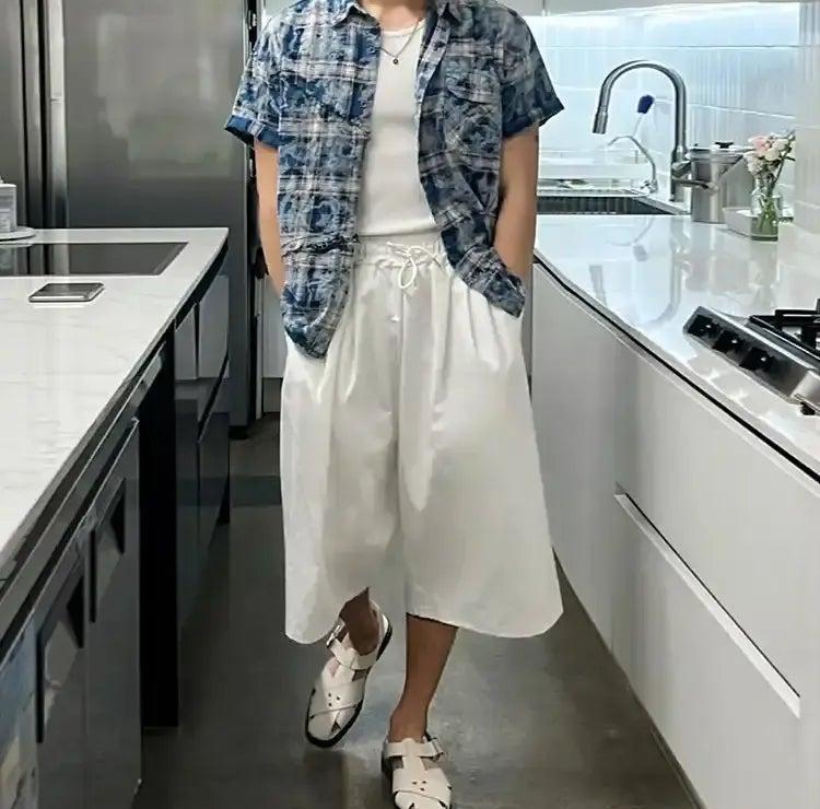 OH Tie-Dyed Plaid Shirt-korean-fashion-Shirt-OH Atelier-OH Garments