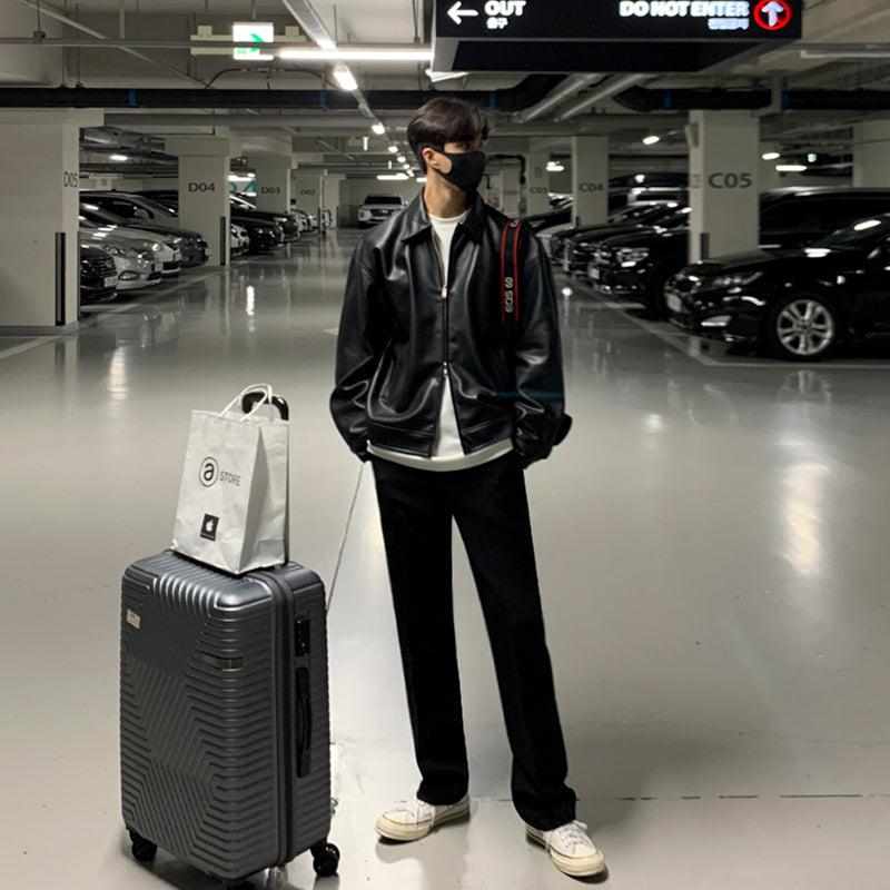 OH Two Zipper Ends Faux Leather Jacket-korean-fashion-Jacket-OH Atelier-OH Garments