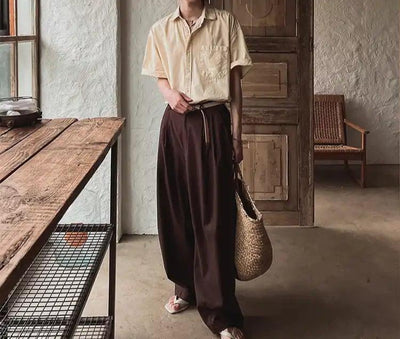 OH Waist Belt Loose Trousers-korean-fashion-Trousers-OH Atelier-OH Garments