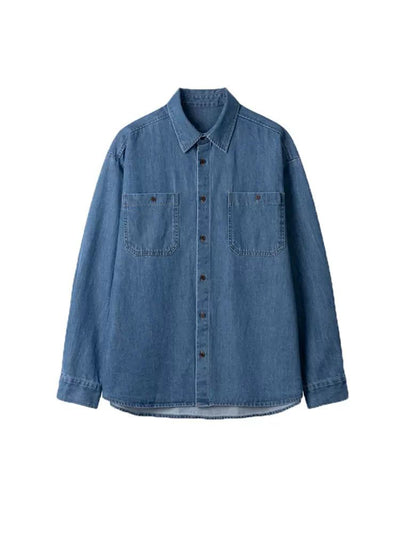 OH Washed Buttoned Pocket Denim Shirt-korean-fashion-Shirt-OH Atelier-OH Garments