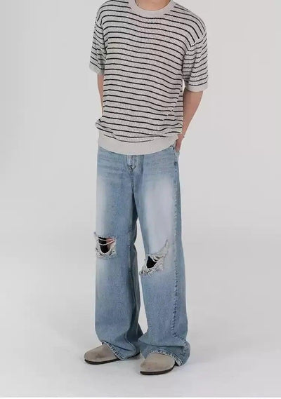 OH Washed Ripped Knee Jeans-korean-fashion-Jeans-OH Atelier-OH Garments