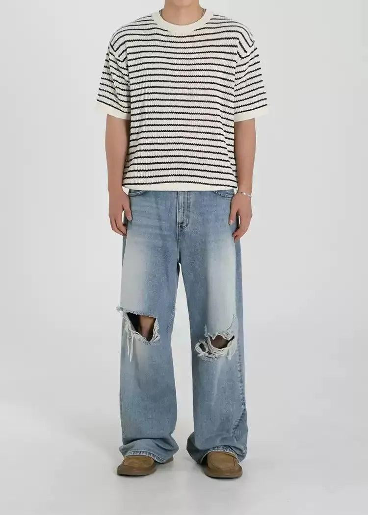 OH Washed Ripped Knee Jeans-korean-fashion-Jeans-OH Atelier-OH Garments