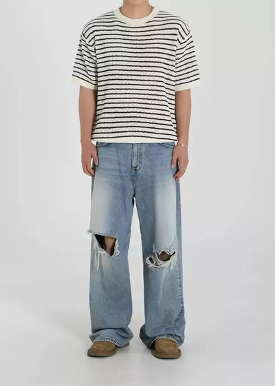 OH Washed Ripped Knee Jeans-korean-fashion-Jeans-OH Atelier-OH Garments