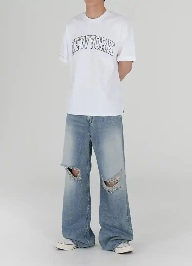 OH Washed Ripped Knee Jeans-korean-fashion-Jeans-OH Atelier-OH Garments