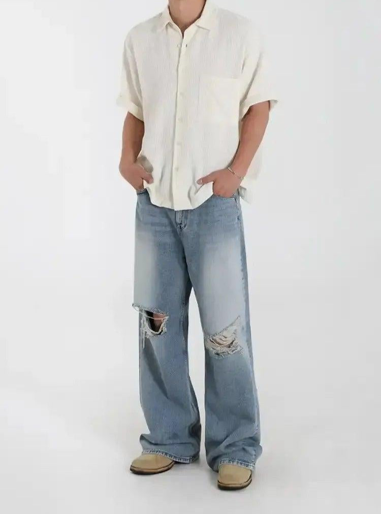 OH Washed Ripped Knee Jeans-korean-fashion-Jeans-OH Atelier-OH Garments