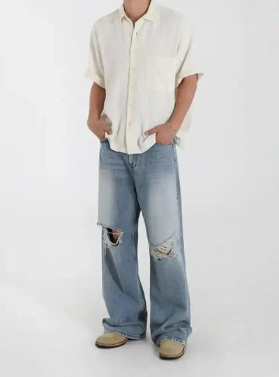OH Washed Ripped Knee Jeans-korean-fashion-Jeans-OH Atelier-OH Garments