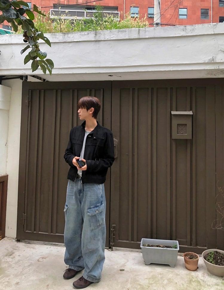 OH Washed Structured Cargo Jeans-korean-fashion-Jeans-OH Atelier-OH Garments