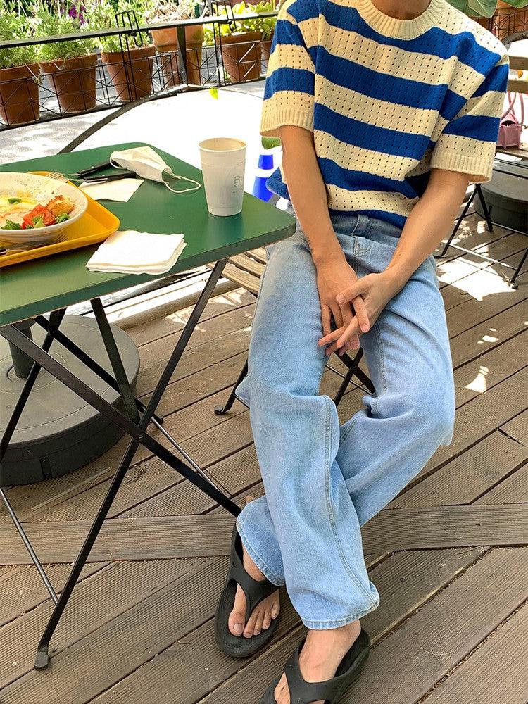 OH Wide Stripes Knit T-Shirt-korean-fashion-T-Shirt-OH Atelier-OH Garments