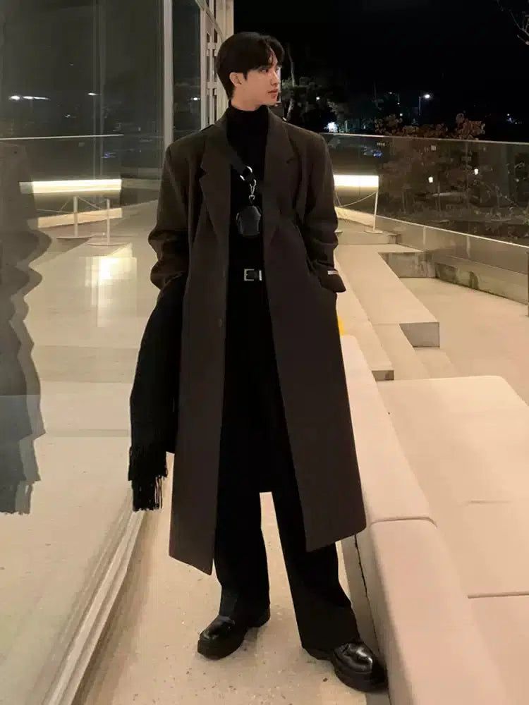 OH Wool Blend Lapel Long Coat-korean-fashion-Long Coat-OH Atelier-OH Garments